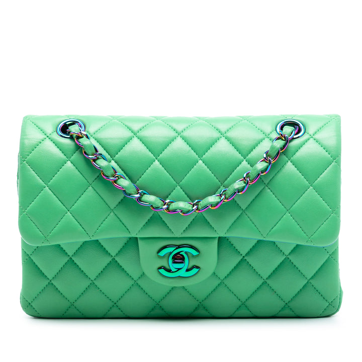 Chanel Small Classic Cuir d’agneau Rainbow Hardware Double rabat