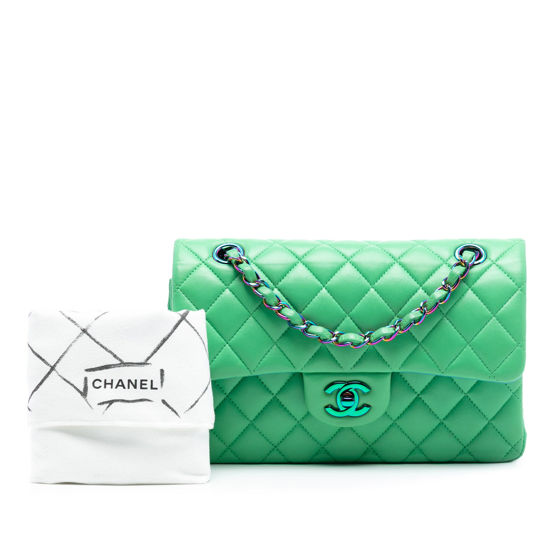Chanel Small Classic Cuir d’agneau Rainbow Hardware Double rabat