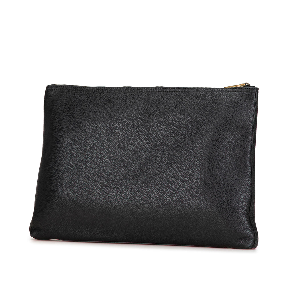 Leather Logo Clutch Bag Black - Gaby Paris