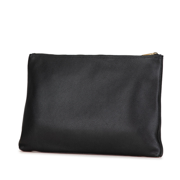 Leather Logo Clutch Bag Black - Gaby Paris