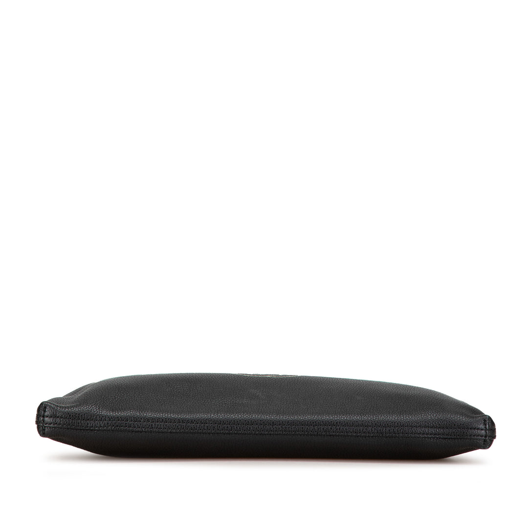 Leather Logo Clutch Bag Black - Gaby Paris