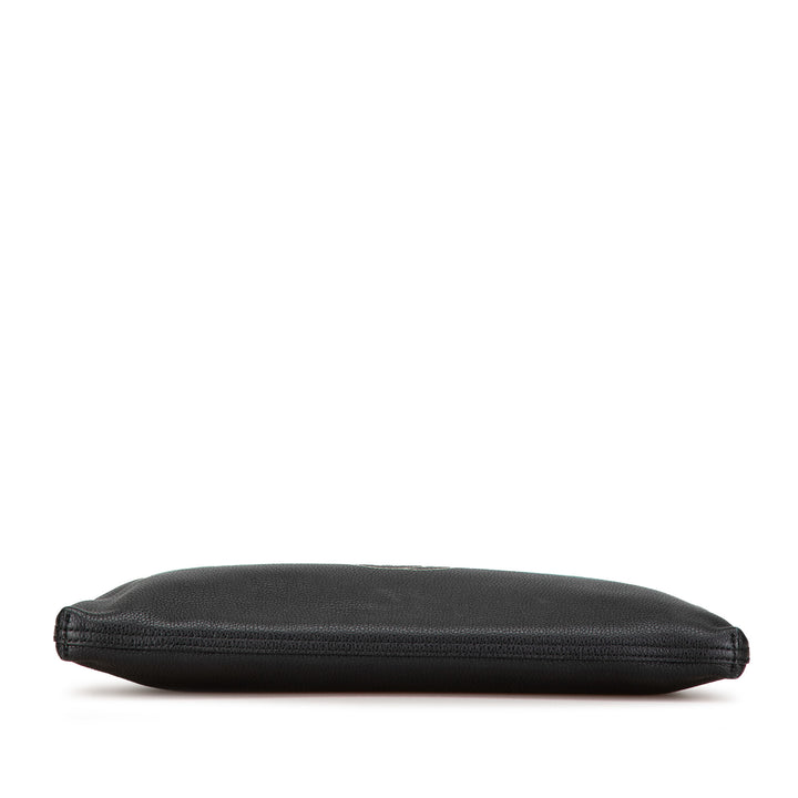 Leather Logo Clutch Bag Black - Gaby Paris