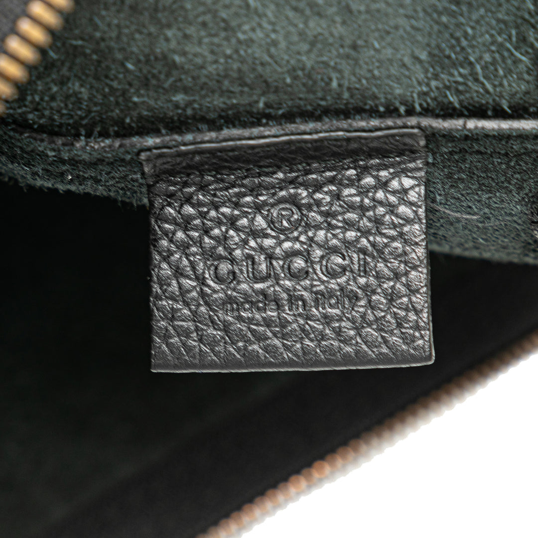 Leather Logo Clutch Bag Black - Gaby Paris