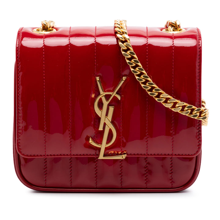 Saint Laurent Small Cuir verni Monogram Vicky Sac à chaîne