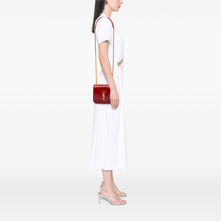 Saint Laurent Small Cuir verni Monogram Vicky Sac à chaîne