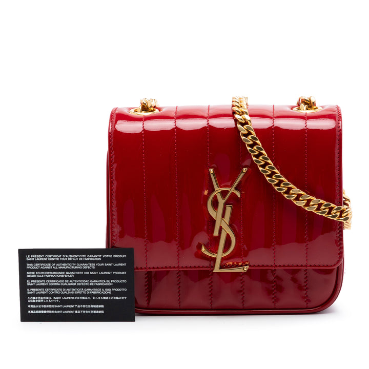 Saint Laurent Small Cuir verni Monogram Vicky Sac à chaîne