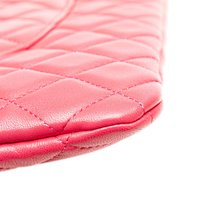 Large Quilted Lambskin O Case Clutch Pink - Gaby Paris