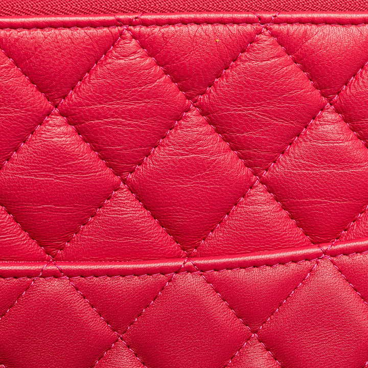 Large Quilted Lambskin O Case Clutch Pink - Gaby Paris