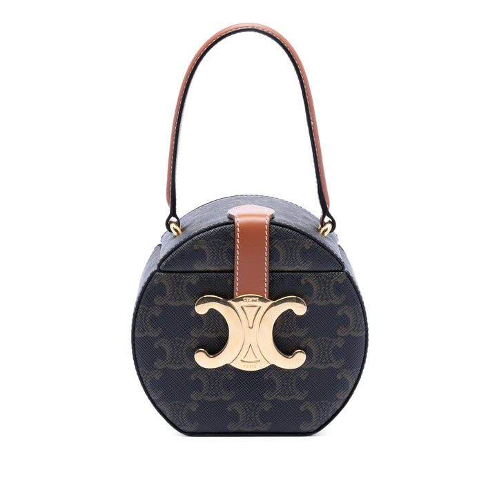 Celine Triomphe Coated Toile Rond Boîte Sac à main