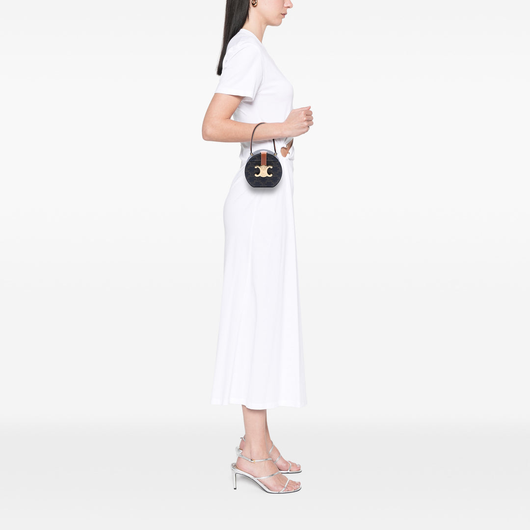 Celine Triomphe Coated Toile Rond Boîte Sac à main