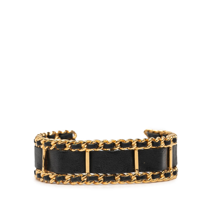 Chanel Doré Plated Cuir Woven Chain Cuff Bracelet Doré – GABY PARIS Authentique