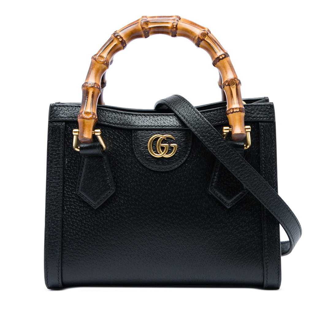 Gucci Bamboo Diana Sac Petit Cuir de veau Noir – vue principale – GABY PARIS