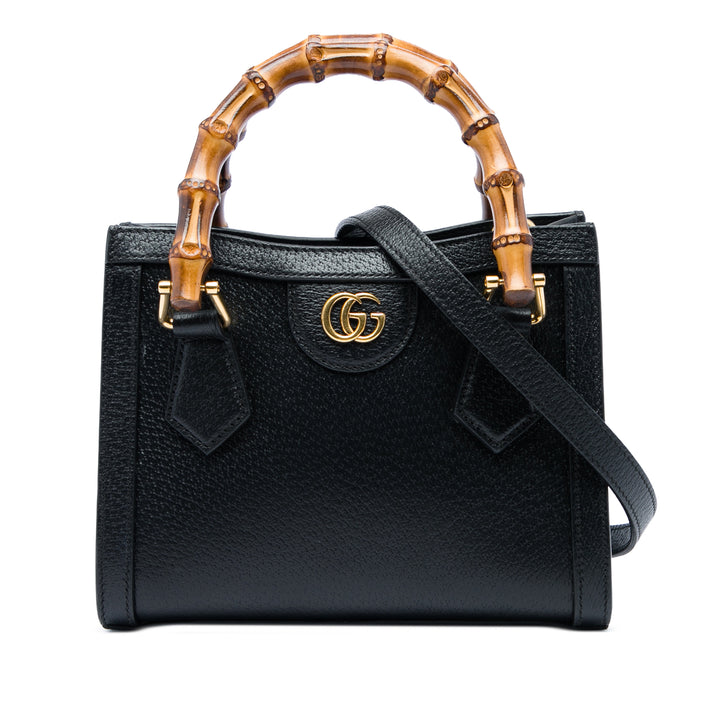 Gucci Bamboo Diana Sac Petit Cuir de veau Noir – vue principale – GABY PARIS