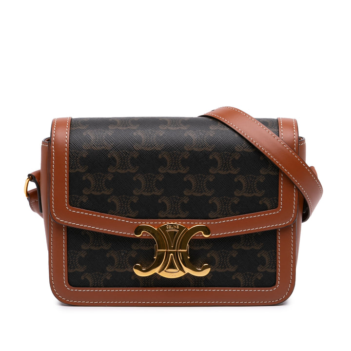 Celine Teen Triomphe Coated Toile et Cuir de veau Triomphe Sac porté croisé