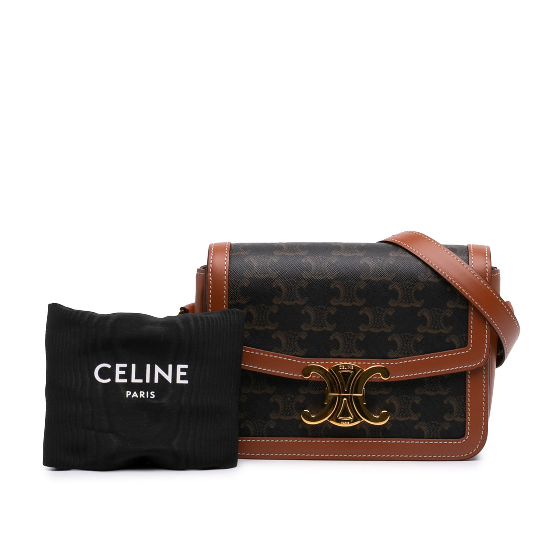 Celine Teen Triomphe Coated Toile et Cuir de veau Triomphe Sac porté croisé