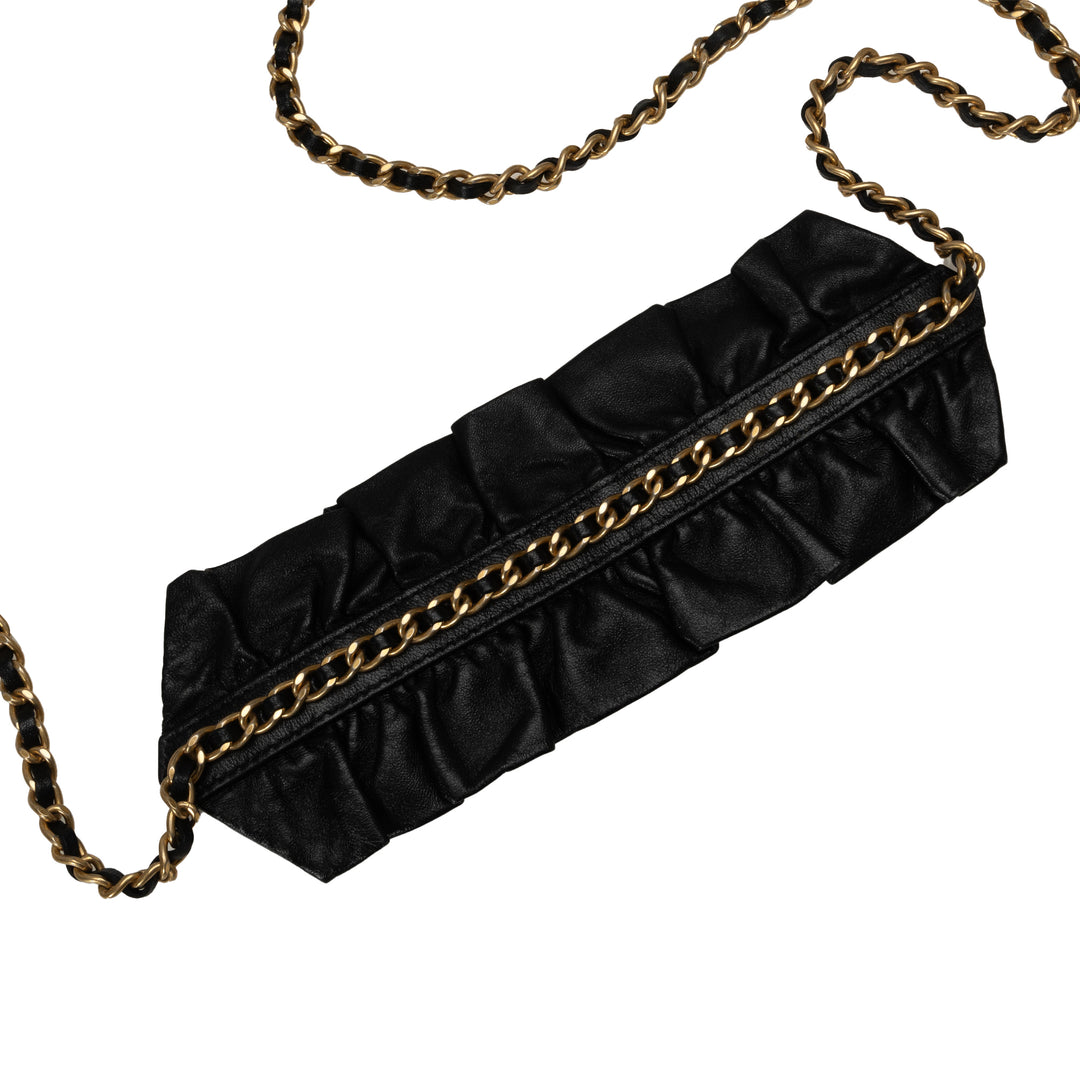 Lambskin Romance Wallet On Chain Black - Gaby Paris