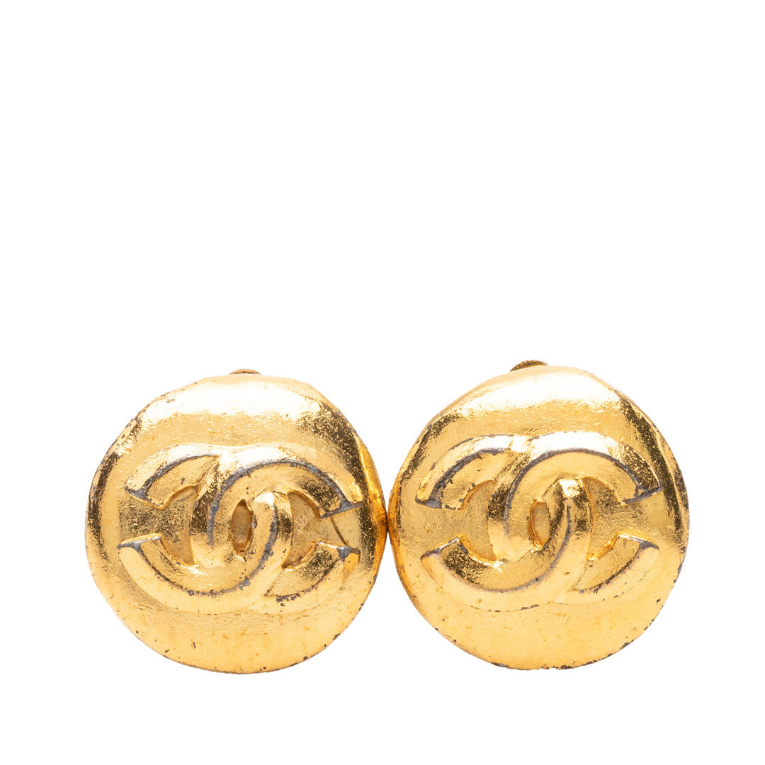 Chanel CC plaqué Rond À clip Boucles d'oreilles Métal