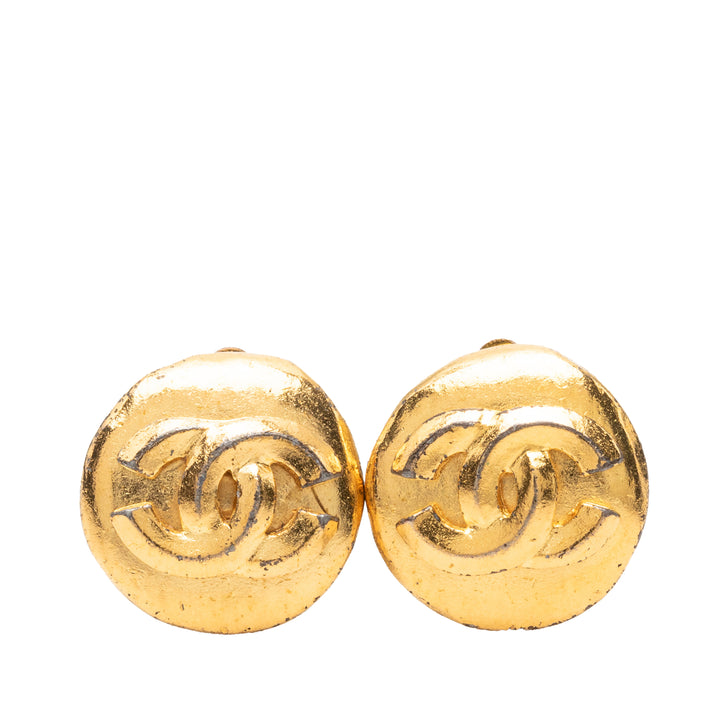 Chanel CC plaqué Rond À clip Boucles d'oreilles Métal