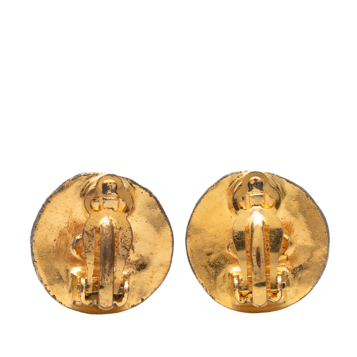 Chanel CC plaqué Rond À clip Boucles d'oreilles Métal