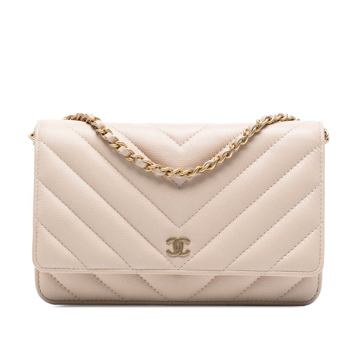 Chanel CC Chevron Caviar Ancient Greek Charms Wallet on Chain