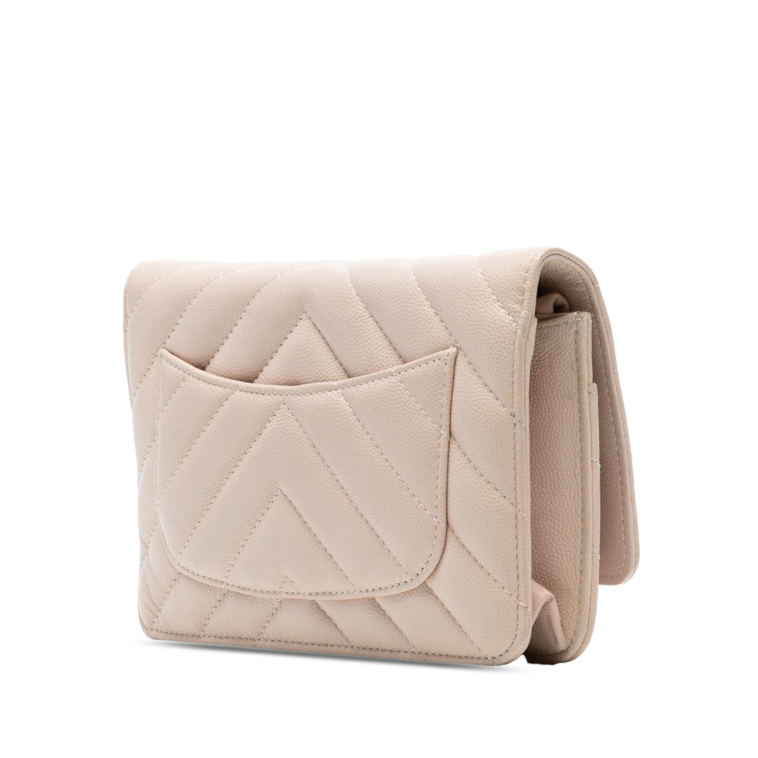 Chanel CC Chevron Caviar Ancient Greek Charms Wallet on Chain