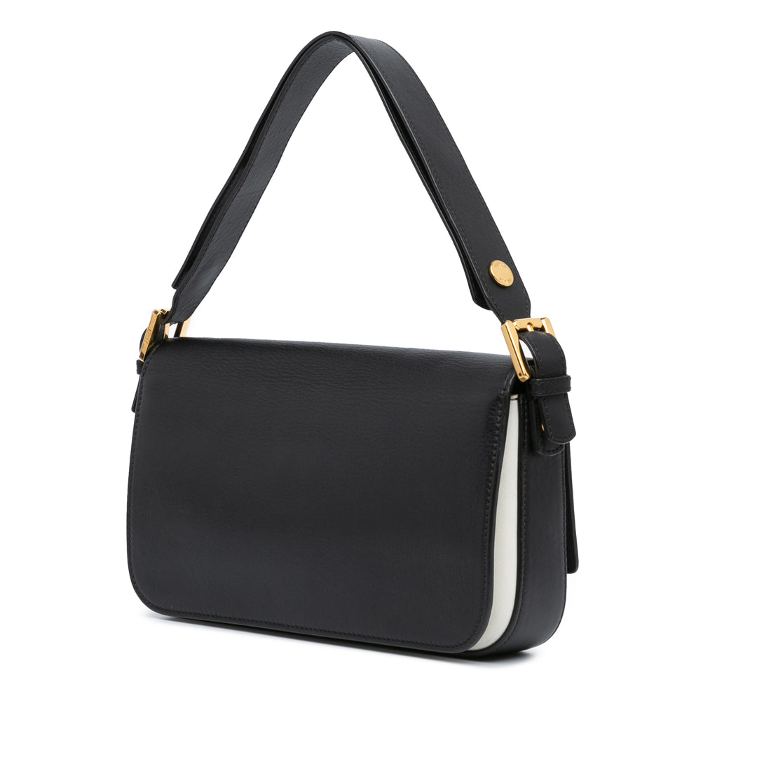 Leather 3Baguette Shoulder Bag Black - Gaby Paris