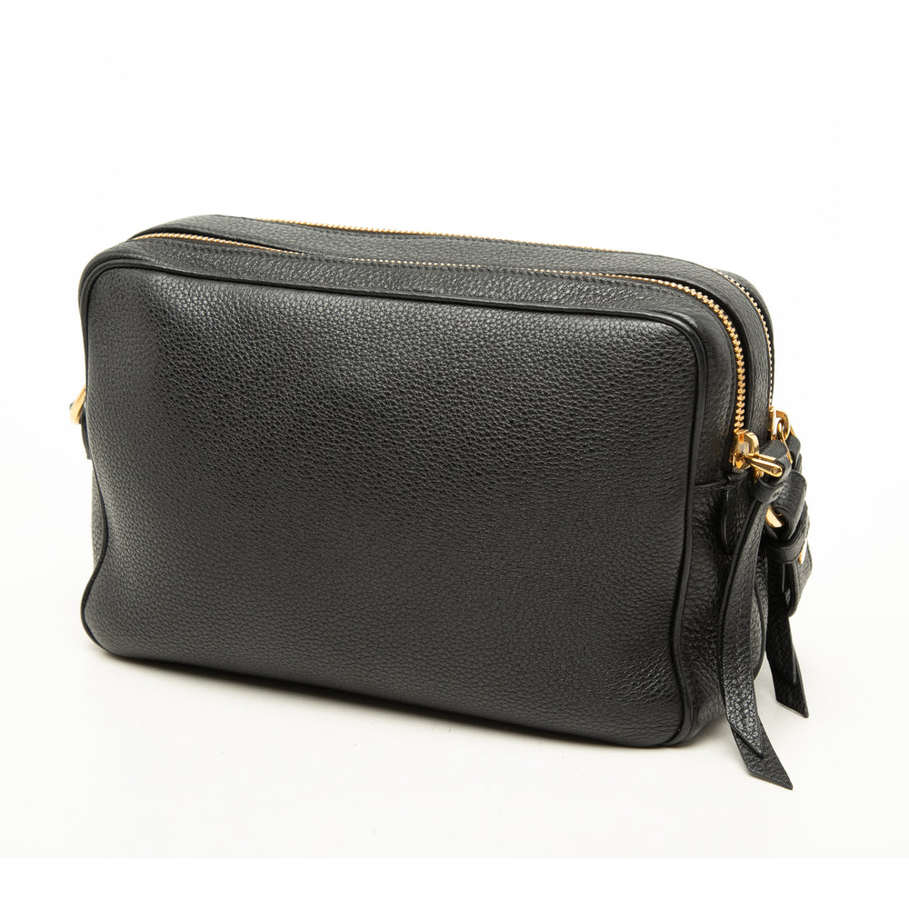 Prada Vitello Phenix Double Zippé Sac caméra Noir – vue 2 – GABY PARIS