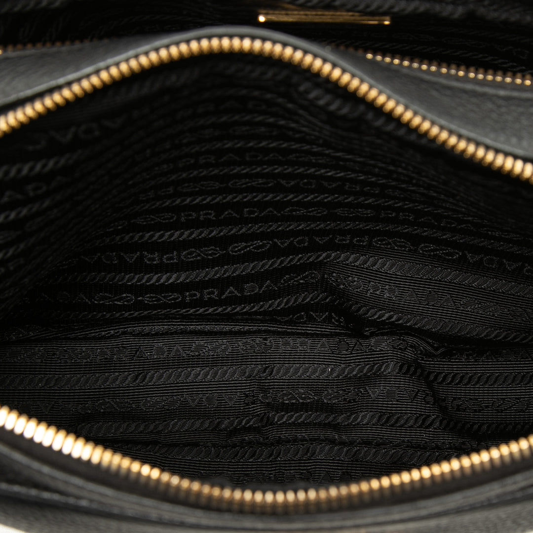 Prada Vitello Phenix Double Zippé Sac caméra Noir – vue 4 – GABY PARIS