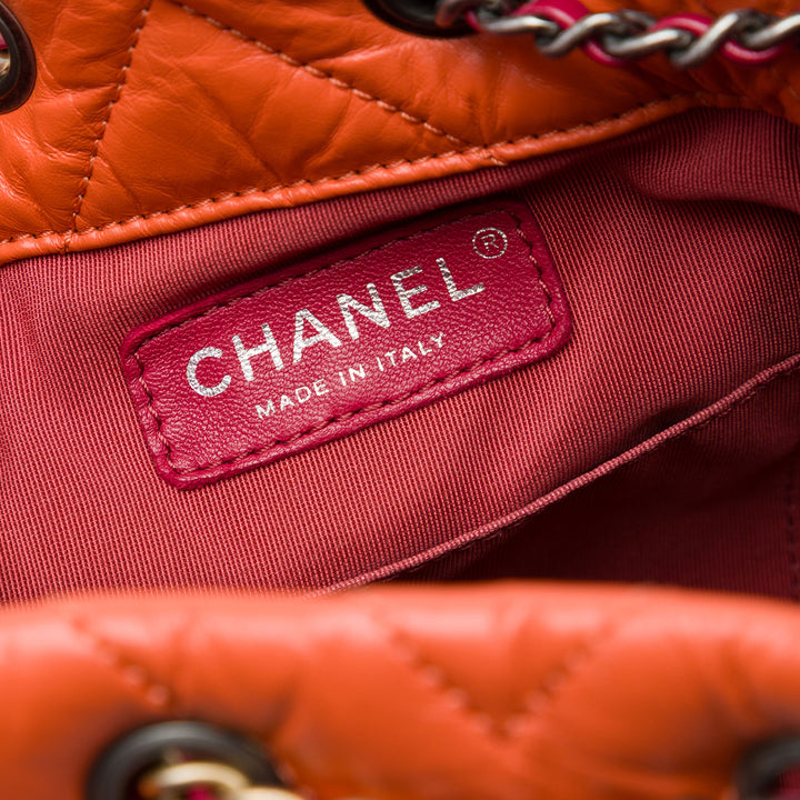 Bicolore Chevron vieilli Gabrielle Sac à dos Petit Cuir de veau Orange