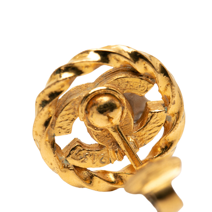 Chanel CC plaqué Strass Rond Rope Clip On Boucles d’oreilles