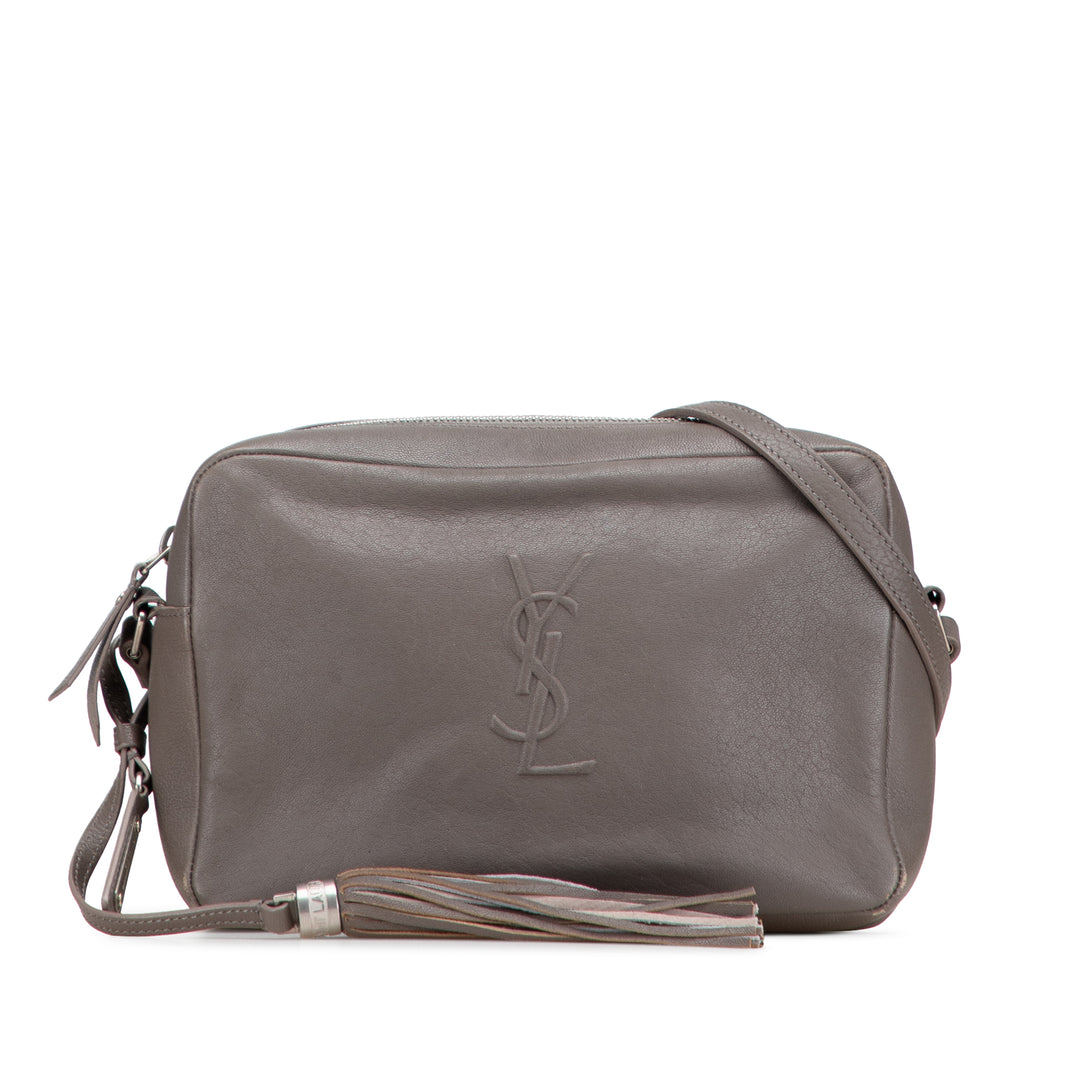 Saint Laurent Small Cuir d’agneau Monogram Lou Sac caméra Gris – GABY PARIS Authentique