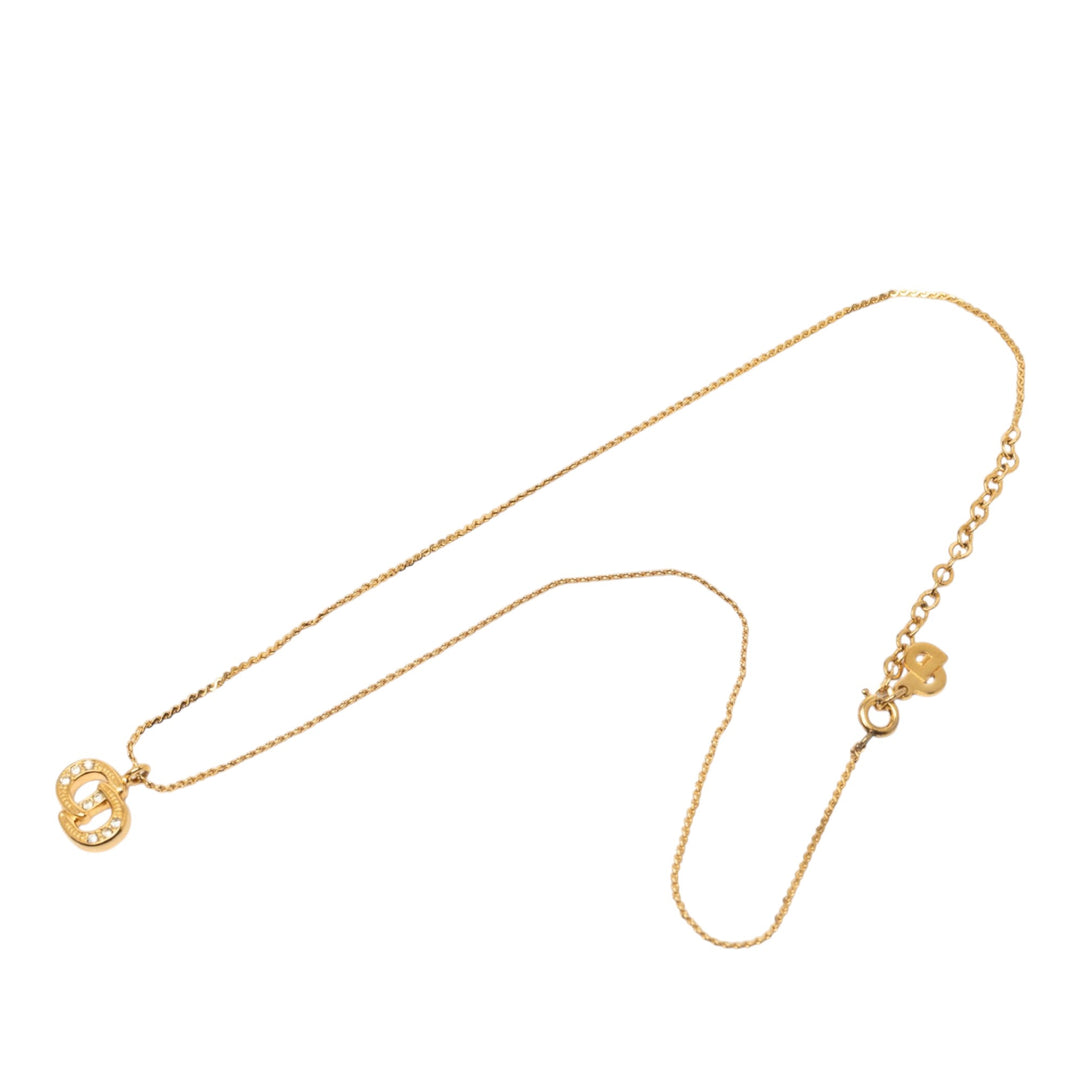 Dior plaqué Strass CD Logo Pendant Collier