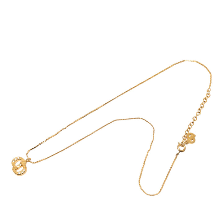 Dior plaqué Strass CD Logo Pendant Collier
