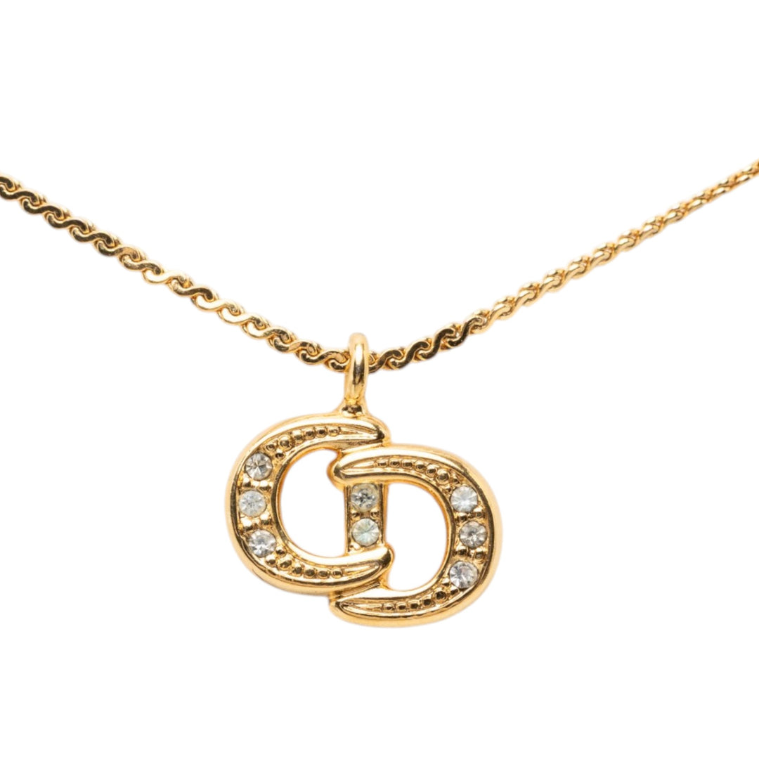 Dior plaqué Strass CD Logo Pendant Collier