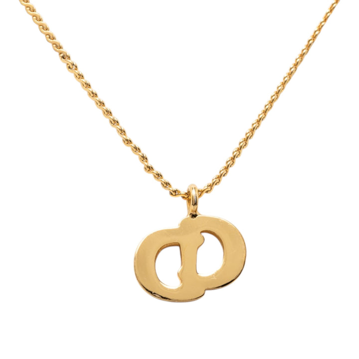 Dior plaqué Strass CD Logo Pendant Collier