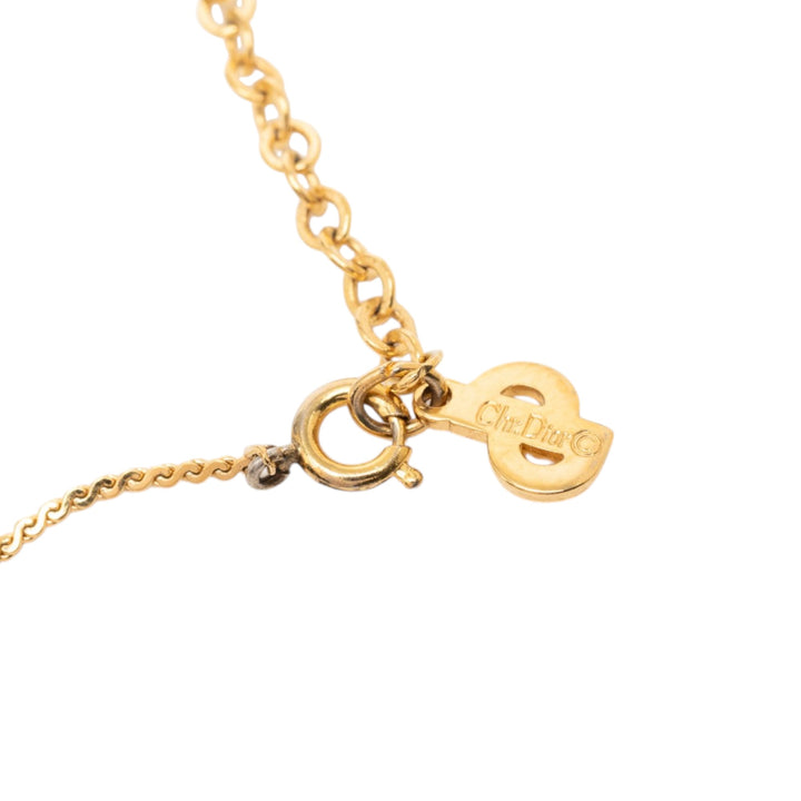 Dior plaqué Strass CD Logo Pendant Collier