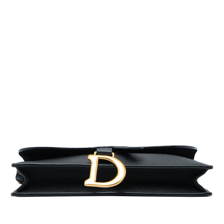 Dior grainé Saddle Pochette Cuir de veau grainé Noir – vue 3 – GABY PARIS