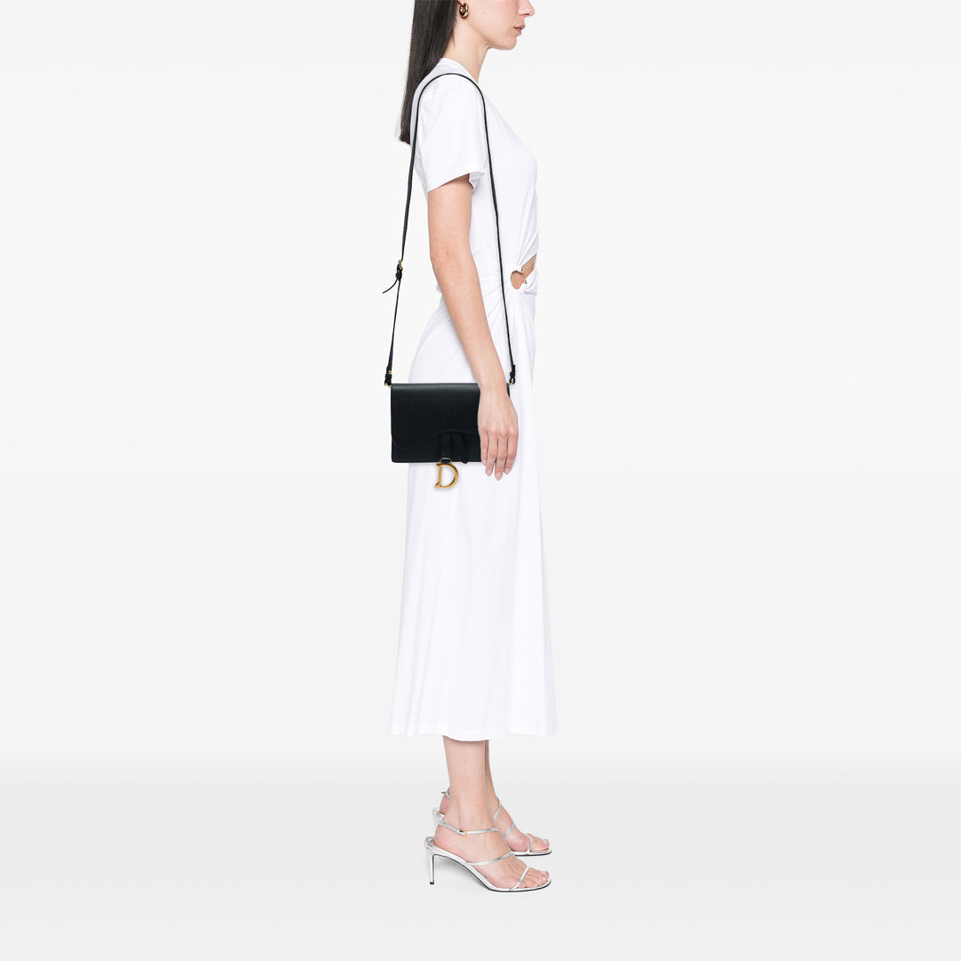 Dior grainé Saddle Pochette Cuir de veau grainé Noir – vue 5 – GABY PARIS