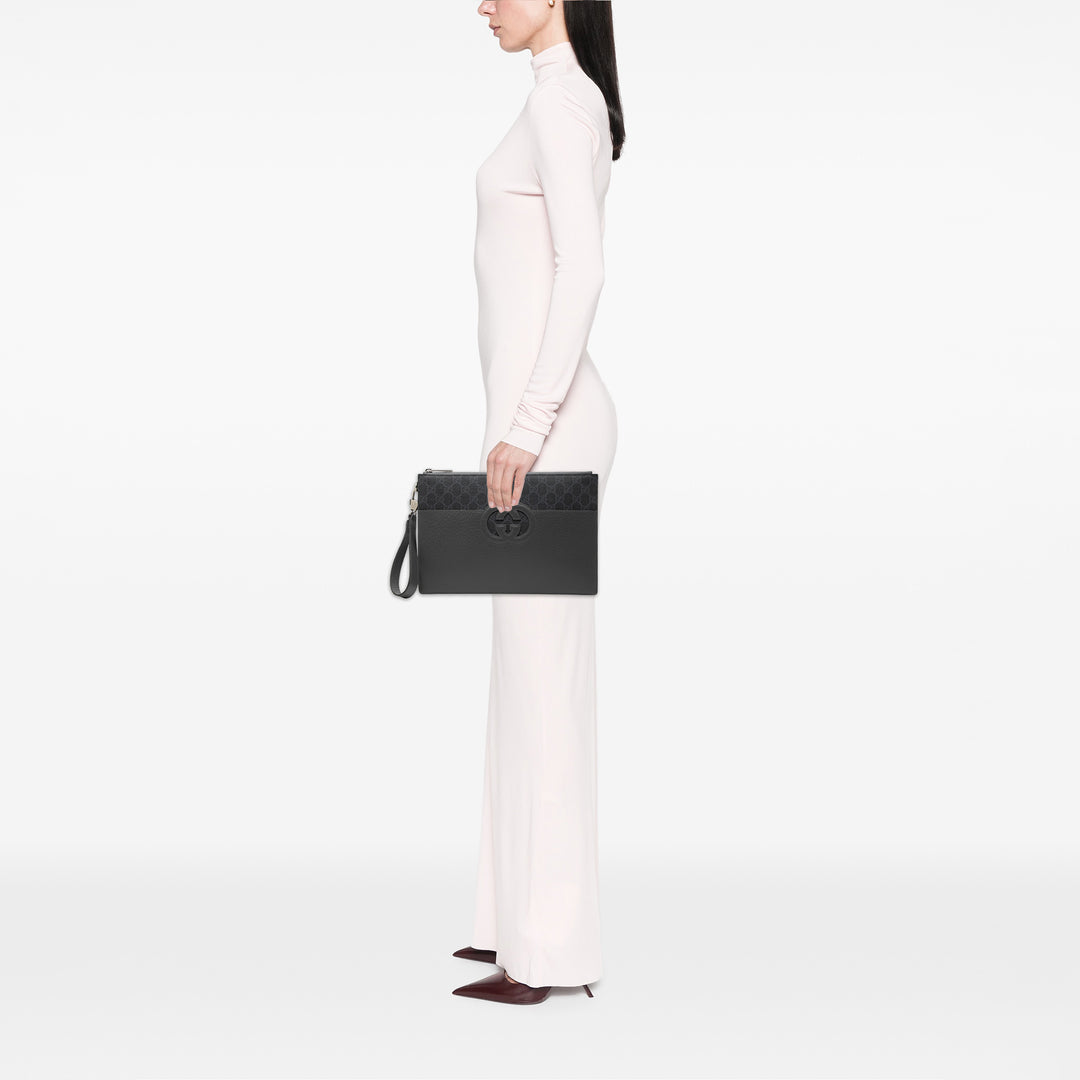 Cut Out Interlocking G Pochette GG Supreme Noir