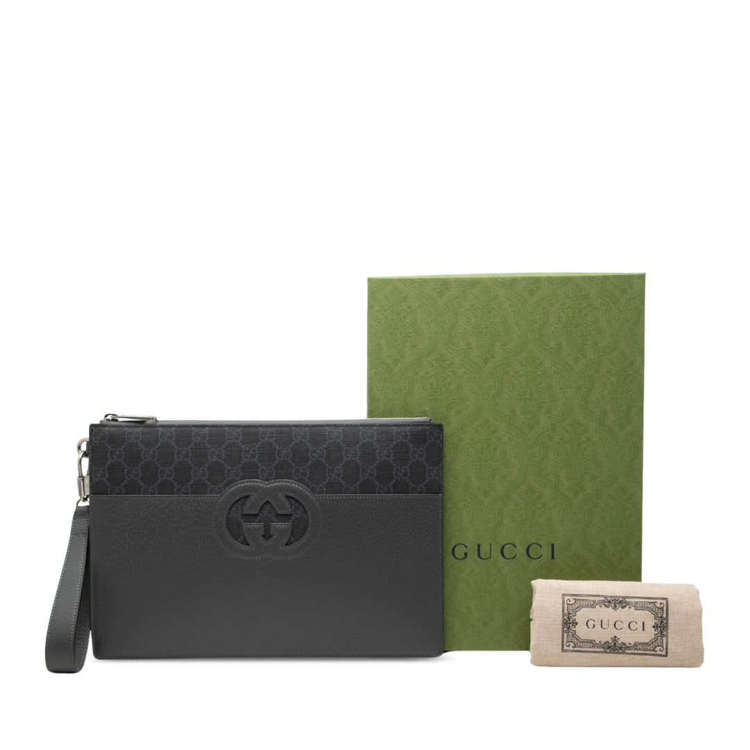 Cut Out Interlocking G Pochette GG Supreme Noir