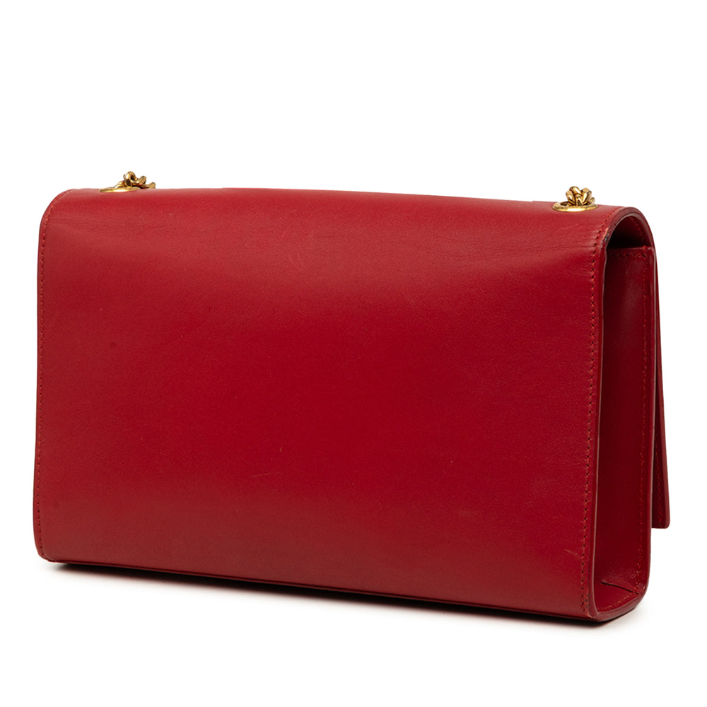 Saint Laurent Classic Kate Pompon Sac Moyen Cuir de veau lisse Rouge – vue 2 – GABY PARIS