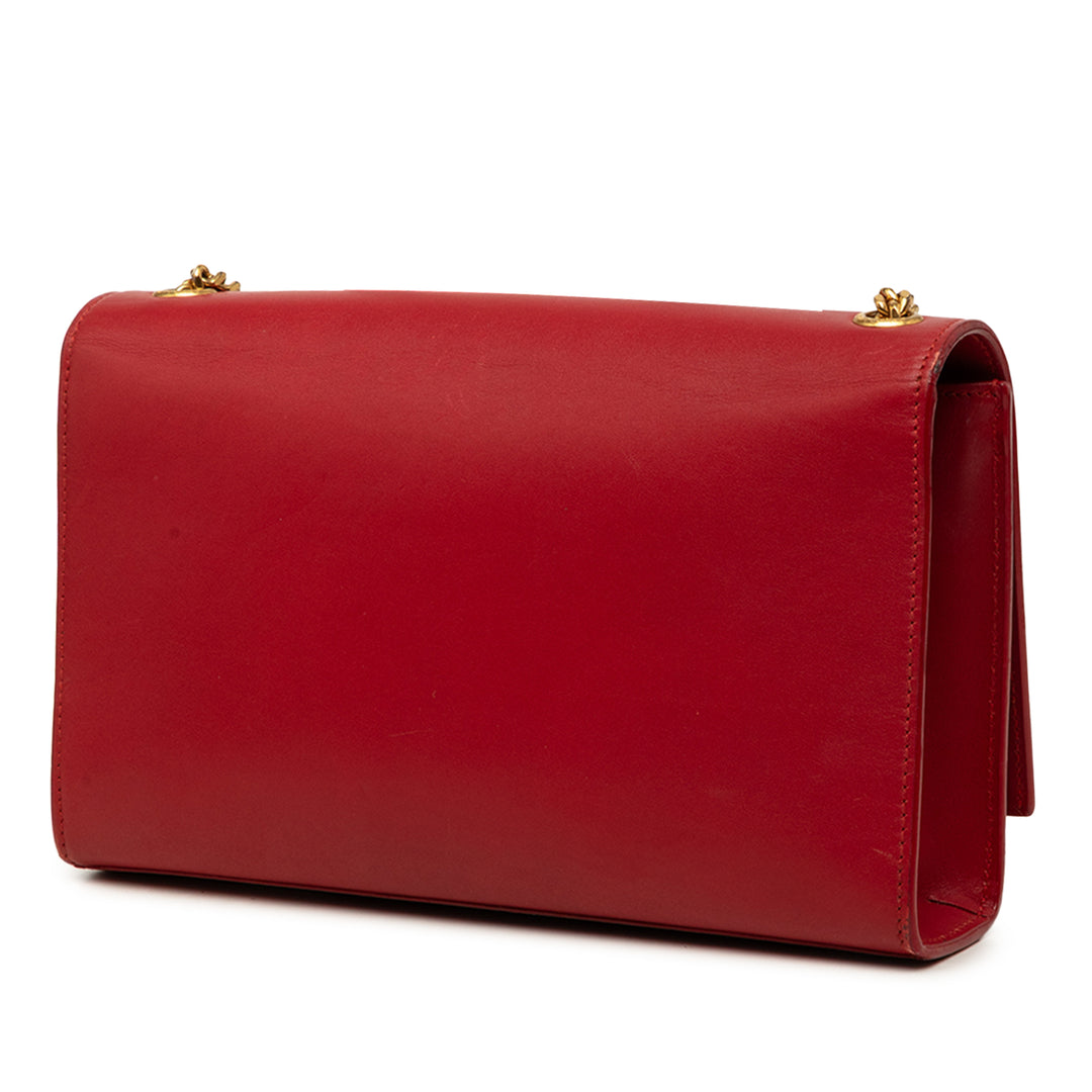 Saint Laurent Classic Kate Pompon Sac Moyen Cuir de veau lisse Rouge – vue 2 – GABY PARIS