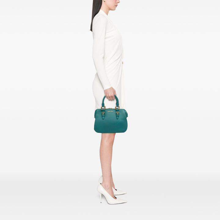 Miu Miu Goatskin Madras Sac cartable Bleu
