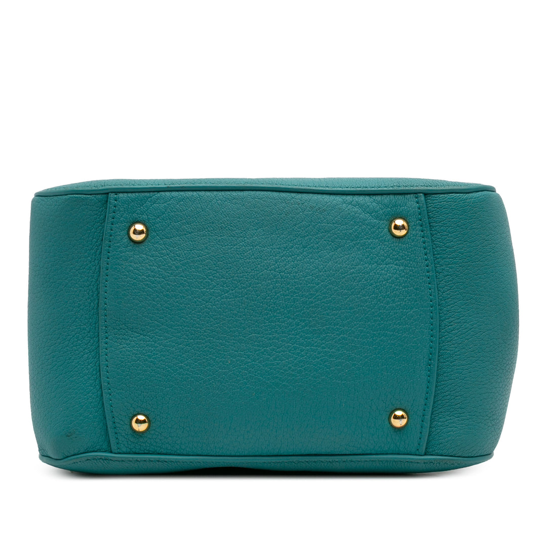 Miu Miu Goatskin Madras Sac cartable Bleu