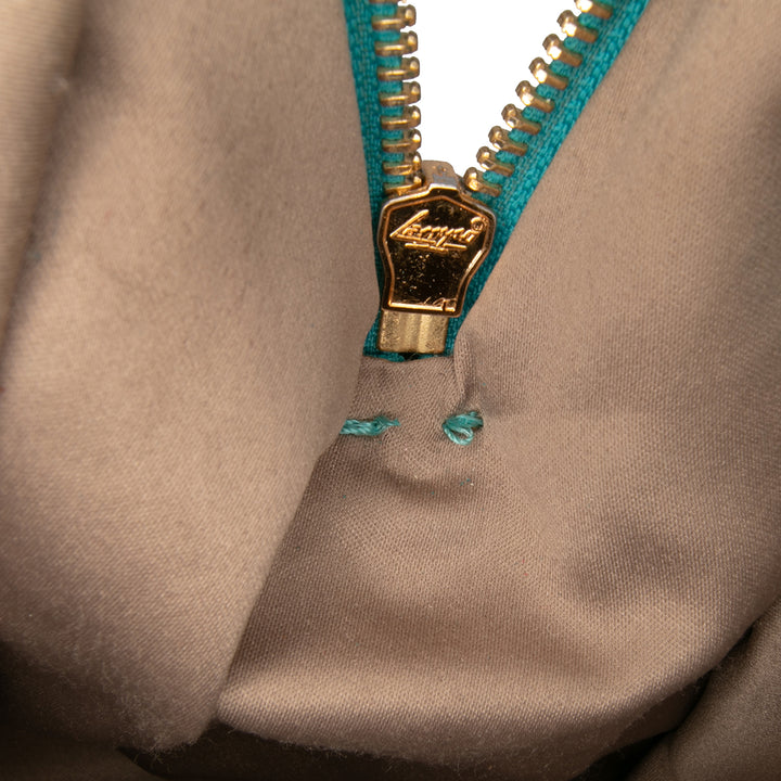Miu Miu Goatskin Madras Sac cartable Bleu