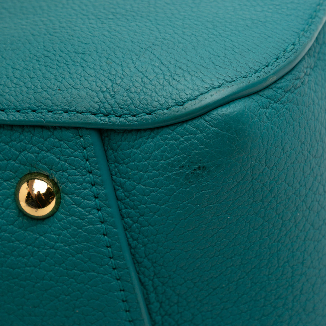 Miu Miu Goatskin Madras Sac cartable Bleu