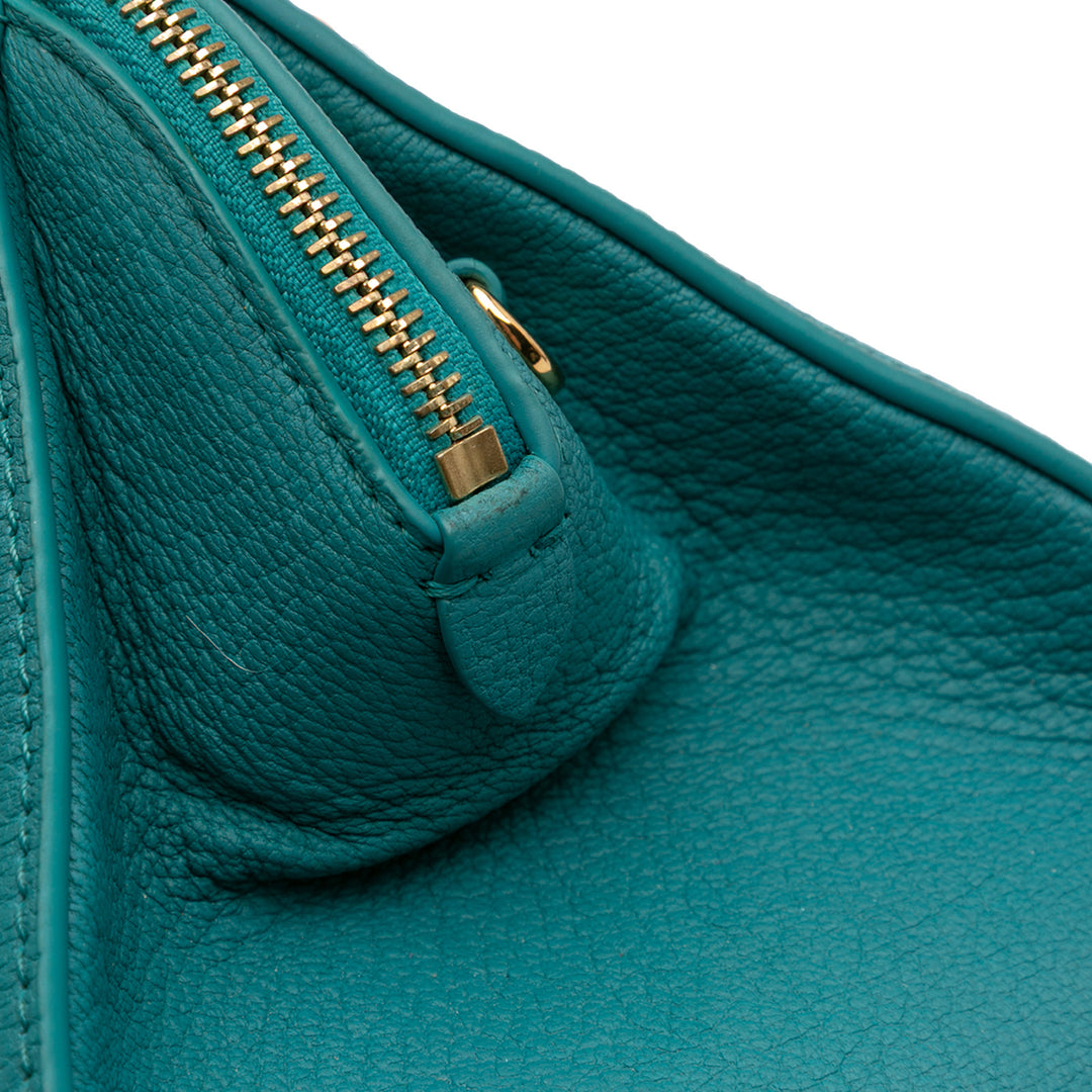 Miu Miu Goatskin Madras Sac cartable Bleu
