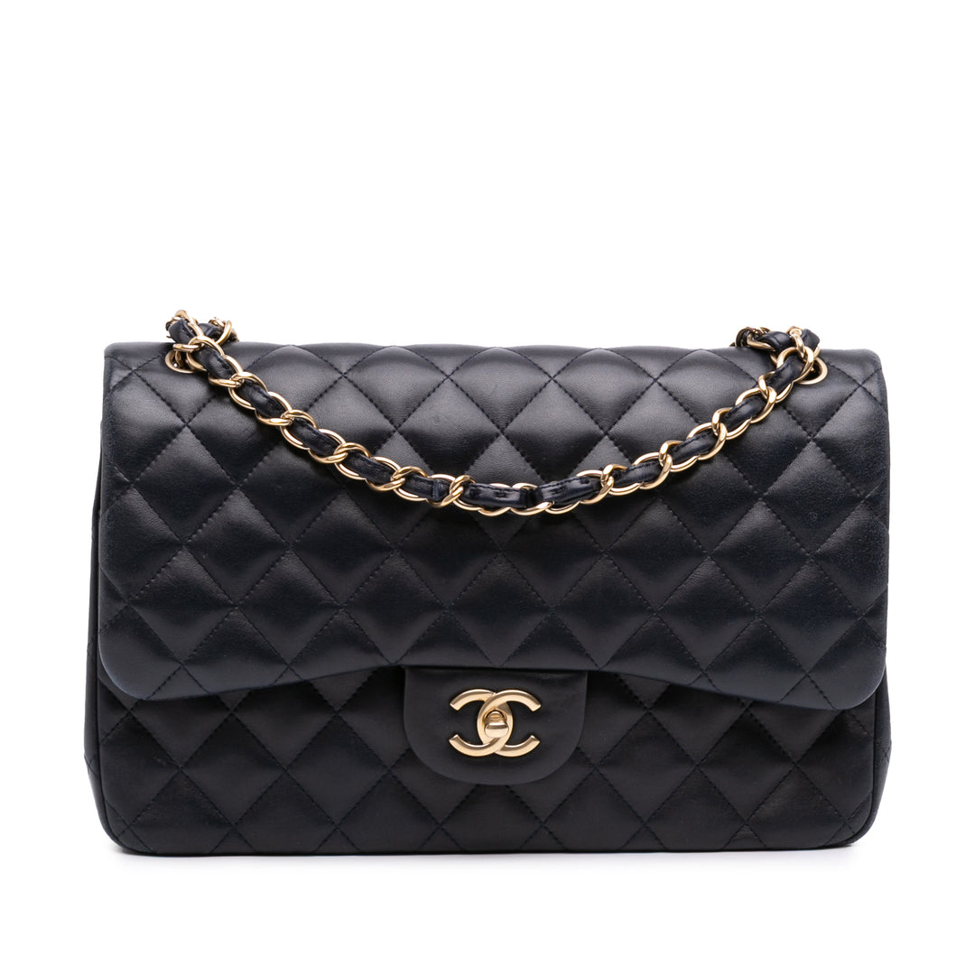 Classic Double rabat Jumbo Cuir d'agneau Noir