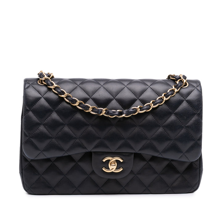 Classic Double rabat Jumbo Cuir d'agneau Noir