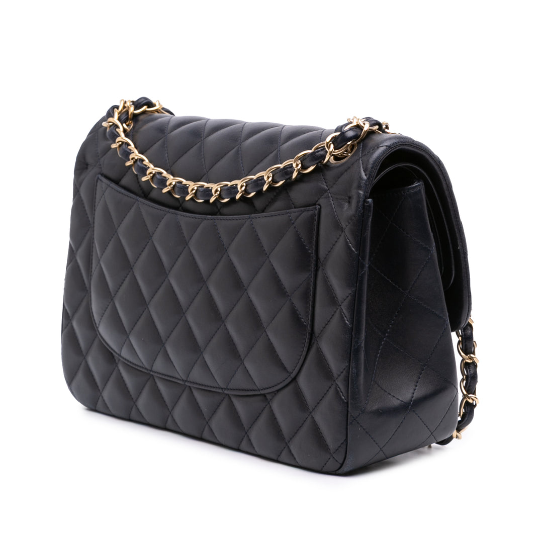 Classic Double rabat Jumbo Cuir d'agneau Noir
